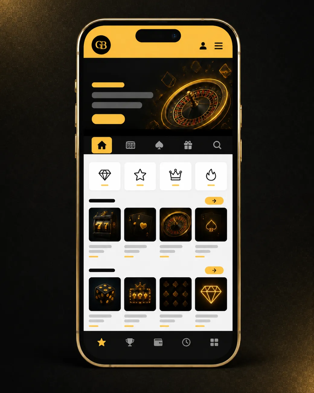 Goldbet Casino mobile Ansicht mit Slots und Casino-Spielen auf einem Smartphone
